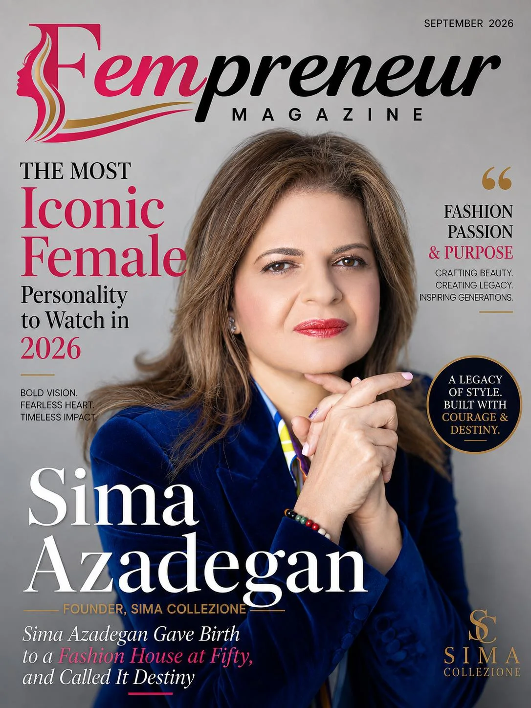 Fempreneur magazine cover featuring Sima Azadegan