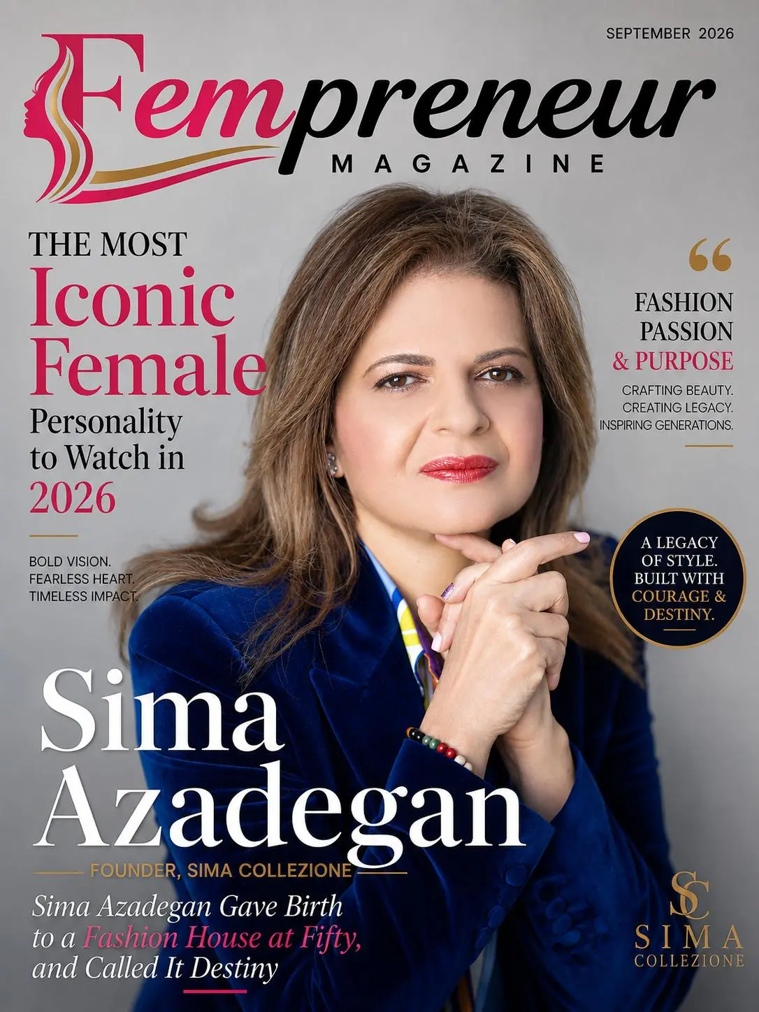 Fempreneur Magazine cover featuring Sima Azadegan